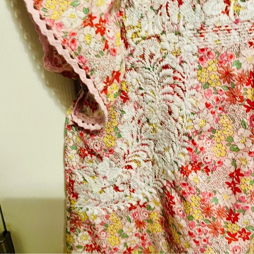 J. Marie Pink Floral Lace Embroidered Flutter Sleeve Blouse Size L - Picture 11 of 11